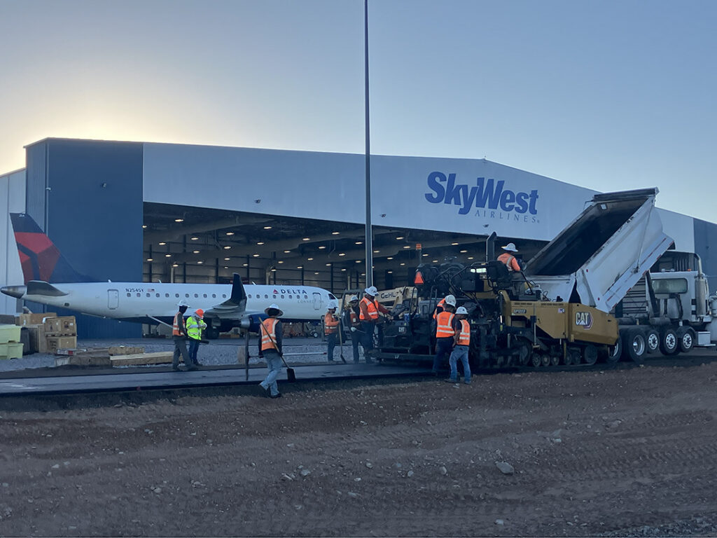 Paving a runway at SkyWest Airport in Arizona