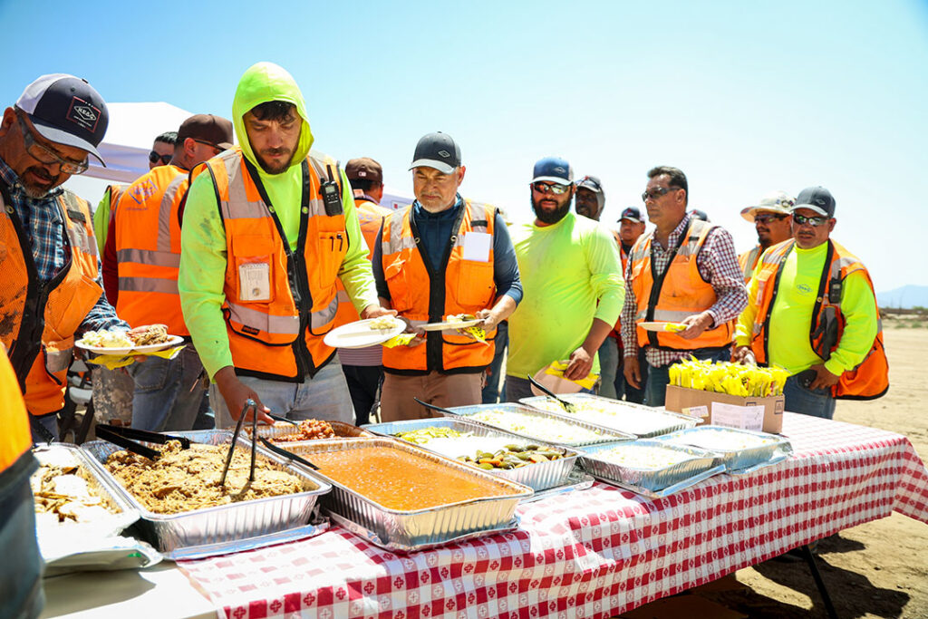 construction crew eating lunch
