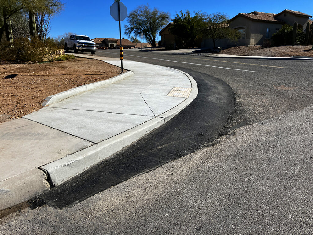 freshly poured concrete curb