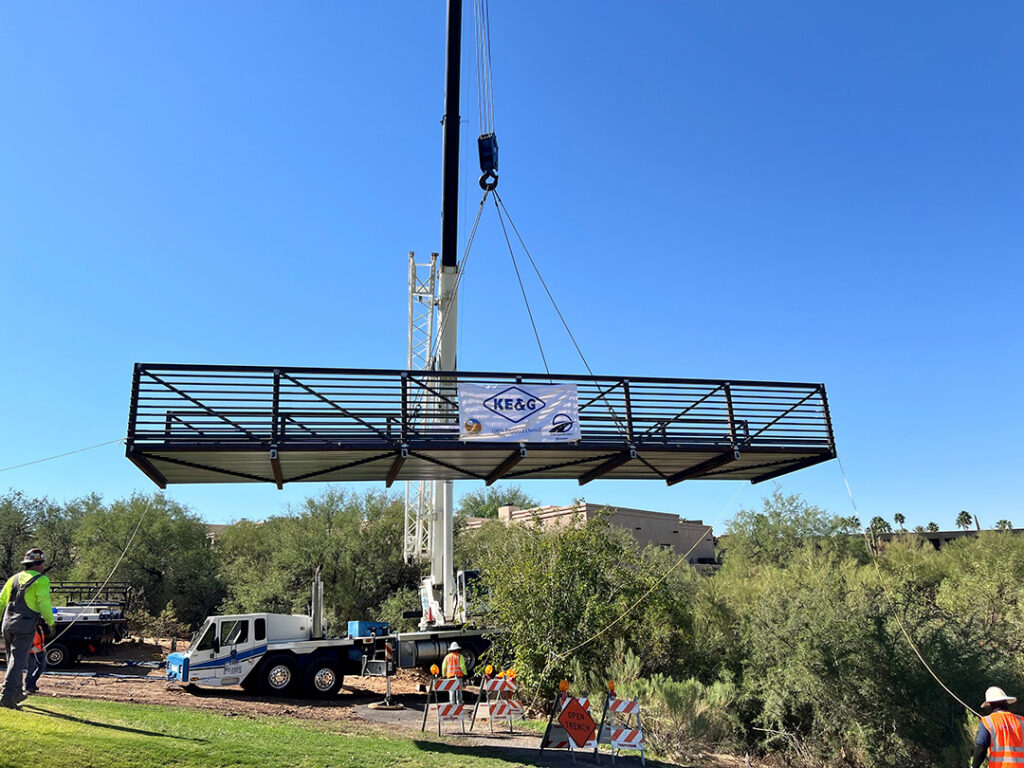 bridge being moved by crane in tucson arizona