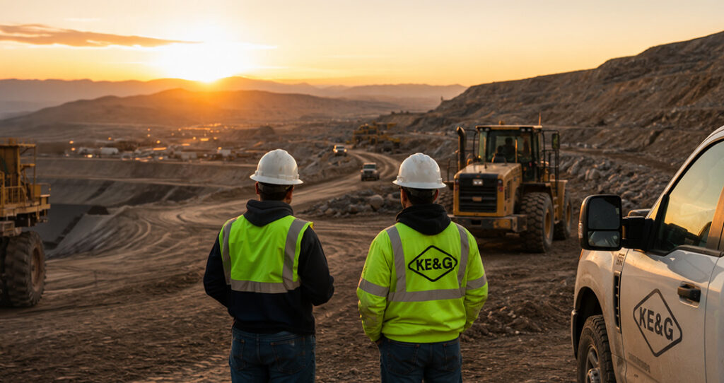 two guys talking at a mining site